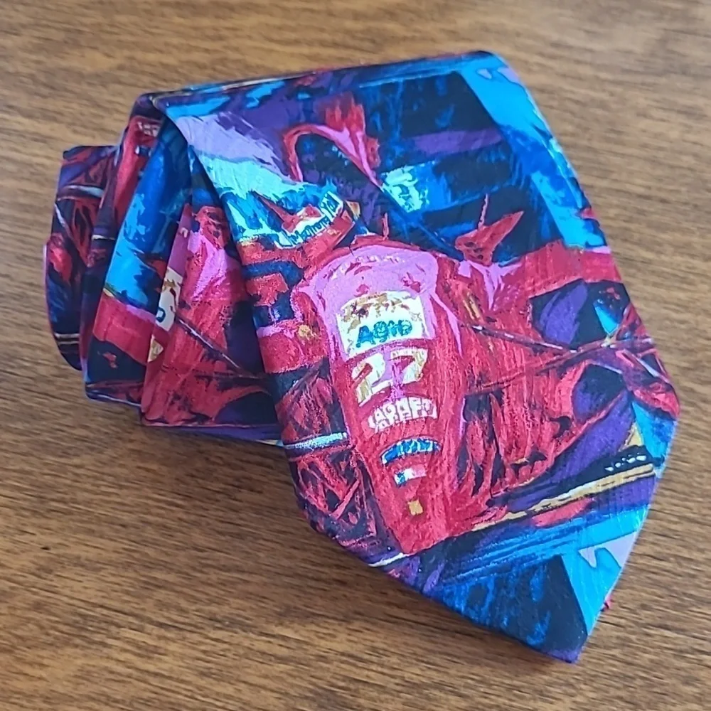 RM STYLE RALPH MARLIN 1994 Tatsu Nakatsu Formula 1 Red Power Silk Tie - Picture 3 of 11